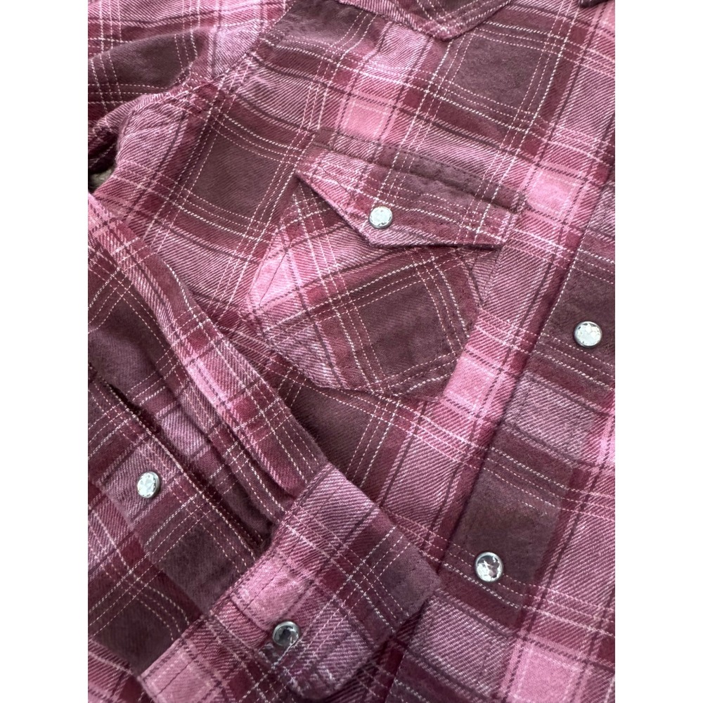 Ariat Girls Plaid Snap Front Long Sleeve Shirt Lucky SNP Clove Brown Youth L 12 - Picture 6 of 6